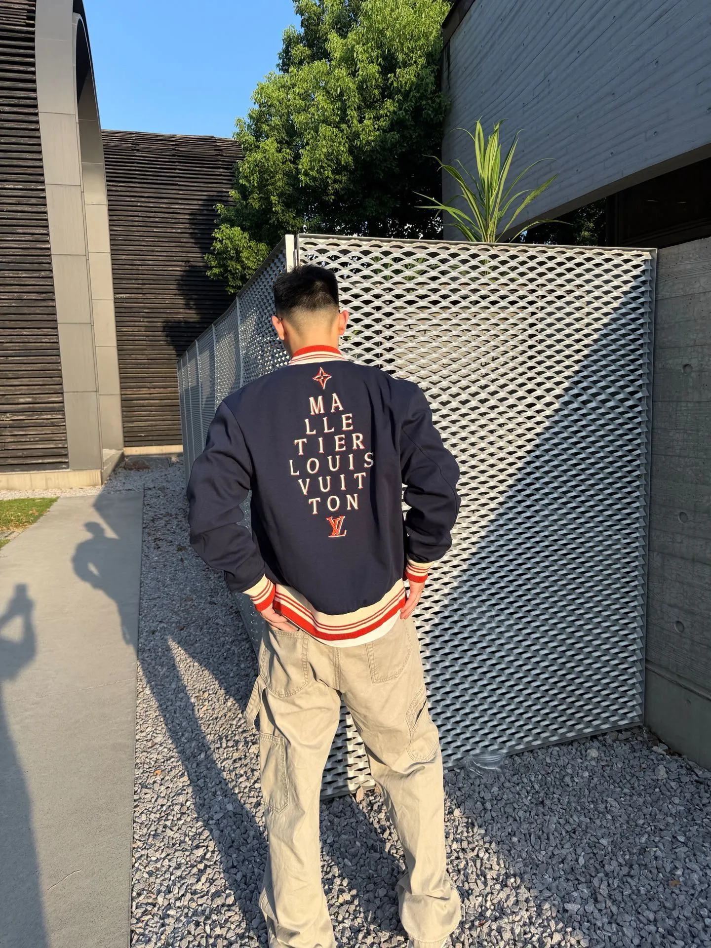 Louis Vuitton/Louis Vuitton 26Fw contrasting letter embroidered baseball jacket